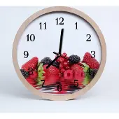 Tulup Holzuhr 30fi cm wanduhr - Früchte Erdbeeren Himbeeren