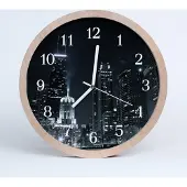 Tulup Holzuhr 30fi cm wanduhr - Stadt-Nachtansicht