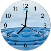 Tulup Glasuhr Wanduhr Küchenuhr Echt-Glas 30fi cm Wasser blau