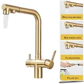 OEM Küchenarmatur, Dual-Handle, Ausziehbare Sprühfunktion, Gebürstetes Gold