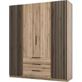 Masseno Drehtürenschrank CAGLIARI 200 cm Kleiderschrank Schlafzimmer Schrank 4-türig Goldfarben
