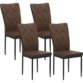 Woltu Esszimmerstühle 4er Set, Polsterstuhl mit Metallbeinen, Dunkelbraun