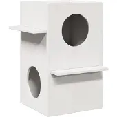 Syfax Katzenhaus Weiß 43x43x60 cm Massivholz Kiefer