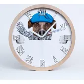 Tulup Holzuhr 20fi cm wanduhr - weiße Spitzen - kranker Hund