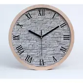 Tulup Holzuhr 20fi cm wanduhr - schwarze Spitzen - Steinwand