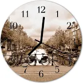 Tulup Glasuhr Wanduhr Küchenuhr Echt-Glas 30fi cm Amsterdam sepia