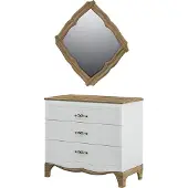 Feldmann-Wohnen 2er Set Tiffanie Schubladenkommode Wandspiegel weiß eiche Provence (18350)