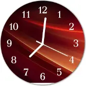 Tulup Glasuhr Wanduhr Küchenuhr Echt-Glas 30fi cm Abstraktes schwarz orange