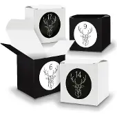 Itenga Adventskalender zum Füllen 24x Würfel 5cm Schwarz Weiß + Sticker (V17 Z48)
