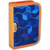 Spirit Schüler Etui 28 teilig 1-Zipper Mäppchen ABS BLUE CUBE blau