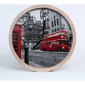 Tulup Holzuhr 30fi cm wanduhr - Red Bus City