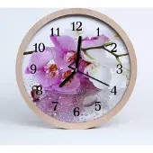 Tulup Holzuhr 30fi cm wanduhr - Orchidee Blumen