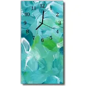 Tulup Glasuhr Wanduhr Küchenuhr Echt-Glas 30x60 Welle Blau
