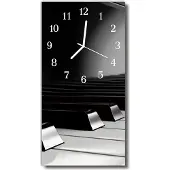 Tulup Glasuhr Wanduhr Küchenuhr Echt-Glas 30x60 Klaviertasten Grau