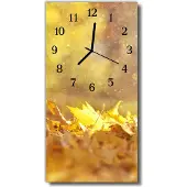 Tulup Glasuhr Wanduhr Küchenuhr Echt-Glas 30x60 Blätter Gold