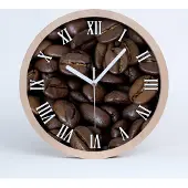 Tulup Holzuhr 30fi cm wanduhr - weiße Spitzen - Kaffeebohnen