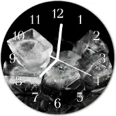 Tulup Glasuhr Wanduhr Küchenuhr Echt-Glas 30fi cm Eiswürfel schwarz-weiß