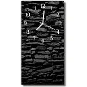 Tulup Glasuhr Wanduhr Küchenuhr Echt-Glas 30x60 Steinmauer Schwarz