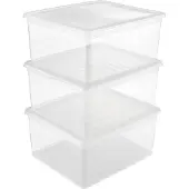 Markenlos Aufbewahrungsbox mit Luftkontrollsystem - 3-teiliges Set Höhe 18 cm - 3 x 18 l - Bea transparent