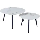 CasaDolce , Couchtisch GENIM, Keramik, Marmor + Gold, 80x45 60x40 cm, Metalbasis, runden