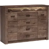 Lomadox Sideboard modern in Esche dunkel mit LED Beleuchtung INGENIO-161