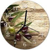 Tulup Glasuhr Wanduhr Küchenuhr Echt-Glas 30fi cm Oliven braun