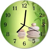 Tulup Glasuhr Wanduhr Küchenuhr Echt-Glas 30fi cm Zen Steine grün
