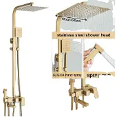 OEM Duscharmatur-Set, stilvolles Design, langlebige Messingkonstruktion, gebürstetes Gold 4-8