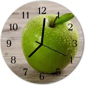 Tulup Glasuhr Wanduhr Küchenuhr Echt-Glas 30fi cm Äpfel grün