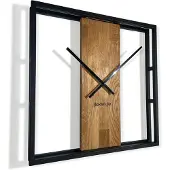FLEXISTYLE Quadratische Eichenuhr LOFT SQUARE Metall 3d