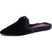 ViCOLO 4455J ciabatta donna blau Samt velluto Öko-Pelz Pantoffel Schuh Frau
