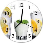 Tulup Glasuhr Wanduhr Küchenuhr Echt-Glas 30fi cm Zitrone gelb