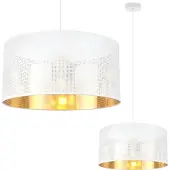 Light11 HOME Asti Weisse Hängelampe 1 Flacher Weissgold-Lampenschirm 40Cm