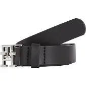 Tommy Hilfiger Ledergürtel "TH LOGO 2,5 cm breit", Damen, Gr. 85, schwarz, Leder, Gürtel Ledergürtel, mit Monogramm-Schließe