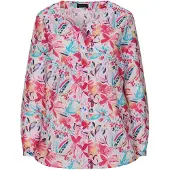 Goldner Kurzarmbluse "Druckbluse mit floralem Design" seitliche Schlitze