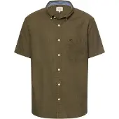 Camel active Kurzarmhemd , Herren, Gr. M, N-Gr, grün (deep olive), Web, Obermaterial: 100% Baumwolle, meliert, normal hüftbedeckend, Rundhals, Hemden Kurzarmhemd, mit Button-Down-Kragen