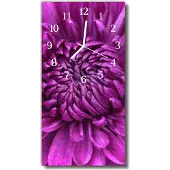 Tulup Glasuhr Wanduhr Küchenuhr Echt-Glas 30x60 Pfingstrose Lila