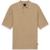 Bugatti Poloshirt "kurzarm", Herren, Gr. L, beige (40, beige), 50% Baumwolle, 50% Polyester, unifarben, regular fit, ohne Ausschnitt, Shirts Poloshirt, gestrickt in Regular Fit