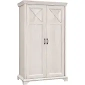 Furniture24 Kleiderschrank KSMS82 Schrank 2 türiger Drehtürenschrank mit Kleiderstange Pinie Weiß