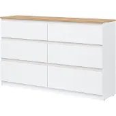 Furniture24 Kommode 78x84x35 cm REMI RM03 Schubladenkommode 6 Schubladen Weiß/Evoke Eiche