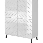 Furniture24 Schrank Abeto 100 Kommode Regalschrank Wohnzimmerschrank Weiß/Weiß Hochglanz