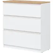 Furniture24 Kommode 78x84x35 cm REMI RM02 Schubladenkommode 3 Schubladen Weiß/Evoke Eiche