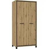 Furniture24 Kleiderschrank Trondheim TDHS821 Schrank, 2 Türiger Drehtürenschrank mit Kleiderstange und Einlegeboden