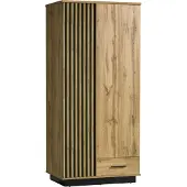 Furniture24 Kleiderschrank Lamelo LA1 Schrank 2 türiger Drehtürenschrank mit Kleiderstange und Schublade