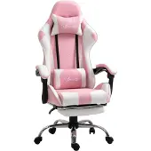 Kein Hersteller Gamingstuhl, Computerstuhl, ergonomisch, Kopfstütze, Lendenkissen, höhenverstellbar, 360° drehbar-Pink