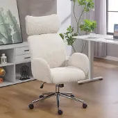 Sweiko Bürostuhl mit verstellbarer Kopfstütze, ergonomischer Schreibtischstuhl, Kippfunktion, höhenverstellbar, Grauweiß