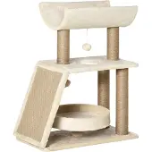 PawHut Katzen Kratzbaum Klein, 76 cm Katzenbaum mit Spielball, Bett, Kratzbrett