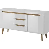 Furniture24 Kommode Sideboard NORDI in Skandinavische Stil Weiß/Weiß Hochglanz