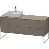 Duravit XSquare Konsolenwaschtischunterbau freistehend, 4 Auszüge, Becken links, 1600x778x548mm, XS4924L9090, Farbe: Flannel Grey Seidenmatt Lack