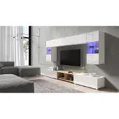 FURMEB Patryk Hojka Furmeb24 - CALABRINI 24 -Wohnwand , Schrankwand, LED-Gratis (Weiss)